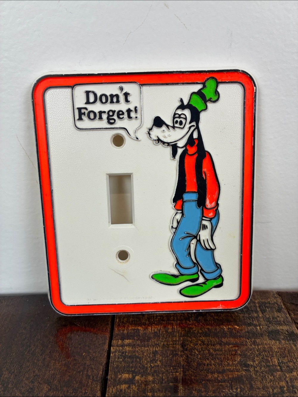 Disney Goofy Light Switch Cover Plastic Don’t Forget 80s Vintage Neon Faceplate